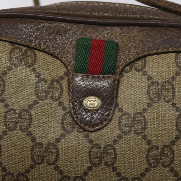 GUCCI GG Supreme Web Sherry Line Shoulder Bag PVC Beige 156 02 066 Auth BD867 - Picture 12 of 16